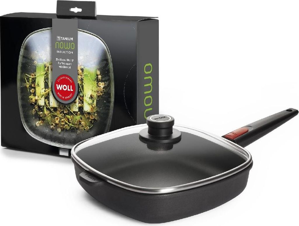 WOLL frying pan Nowo Titanium 26x26cm H6.5cm square with removable handle and lid in GB