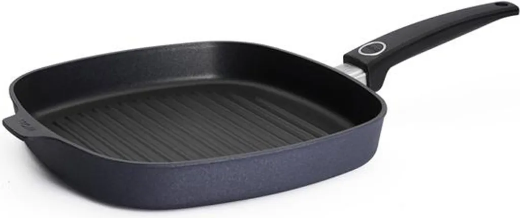 Norbert Woll Woll "Diamond Lite" steak pan, square with grooves & fixed handle, 28 x 28 cm, 4 cm high - suitable for induction cooktops