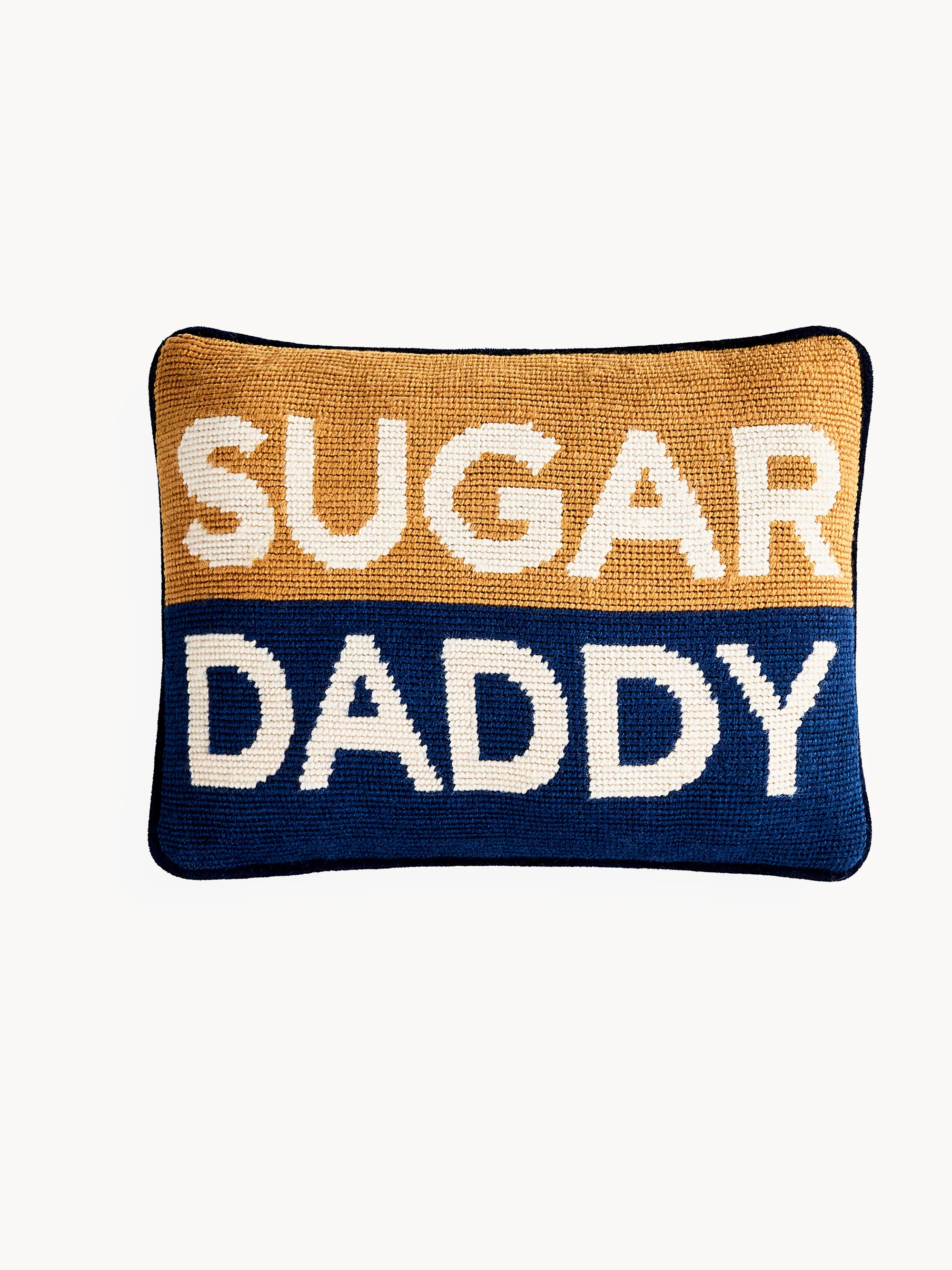 Jonathan Adler Wool cushion personality, Dark blue, mustard yellow, white