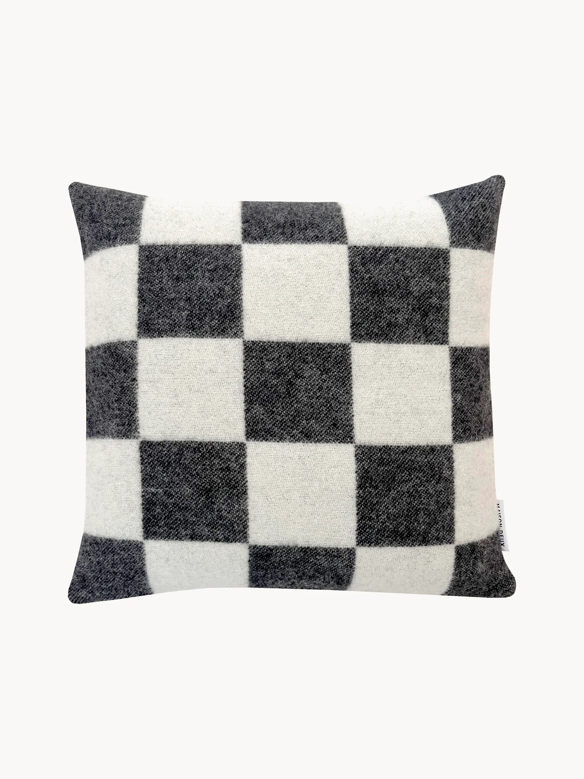 Maison Deux Wool cushion cover Level Up with checkered pattern