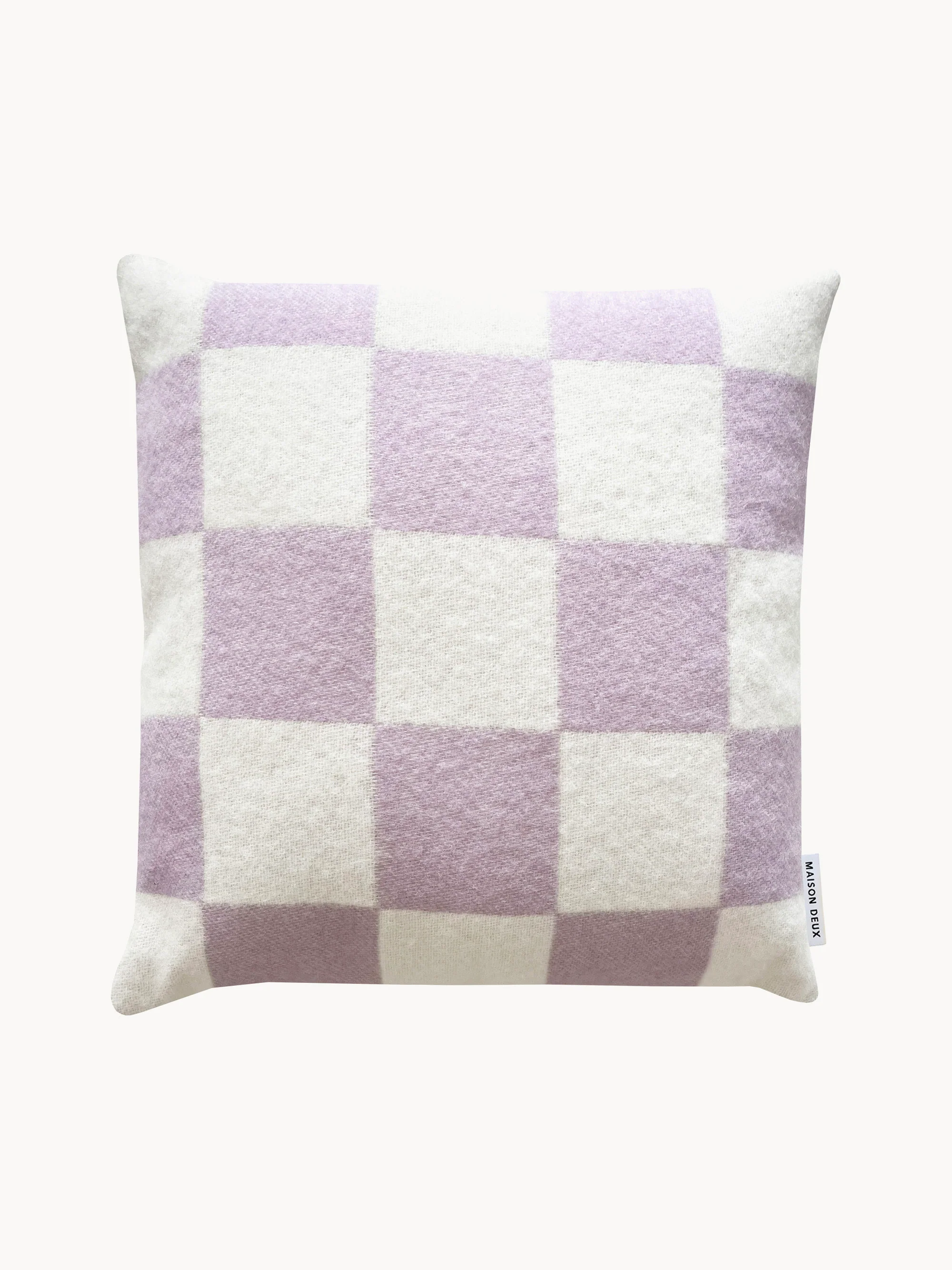 Maison Deux Wool cushion cover Level Up with checkered pattern