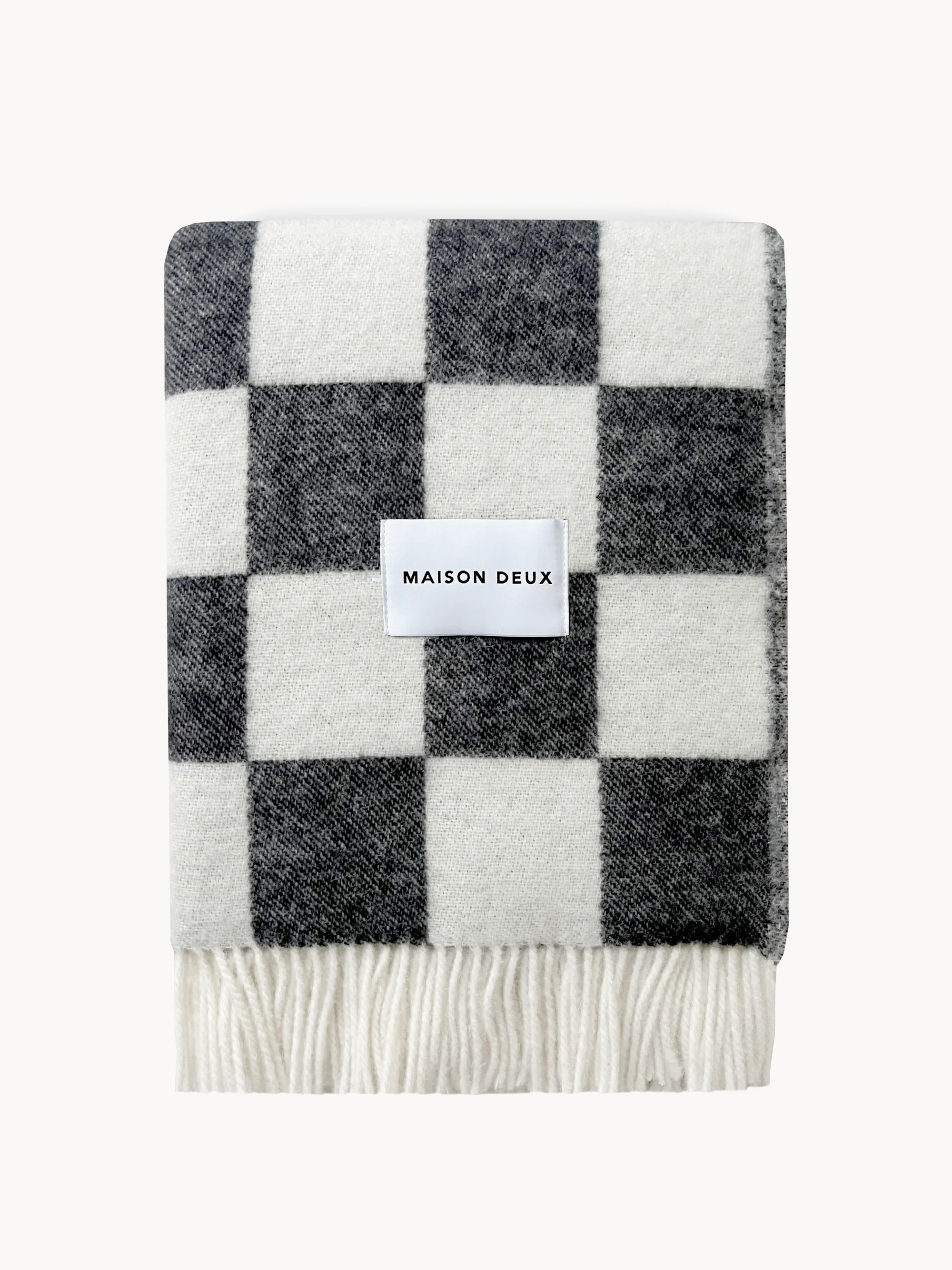 Maison Deux Wool blanket with checkerboard pattern