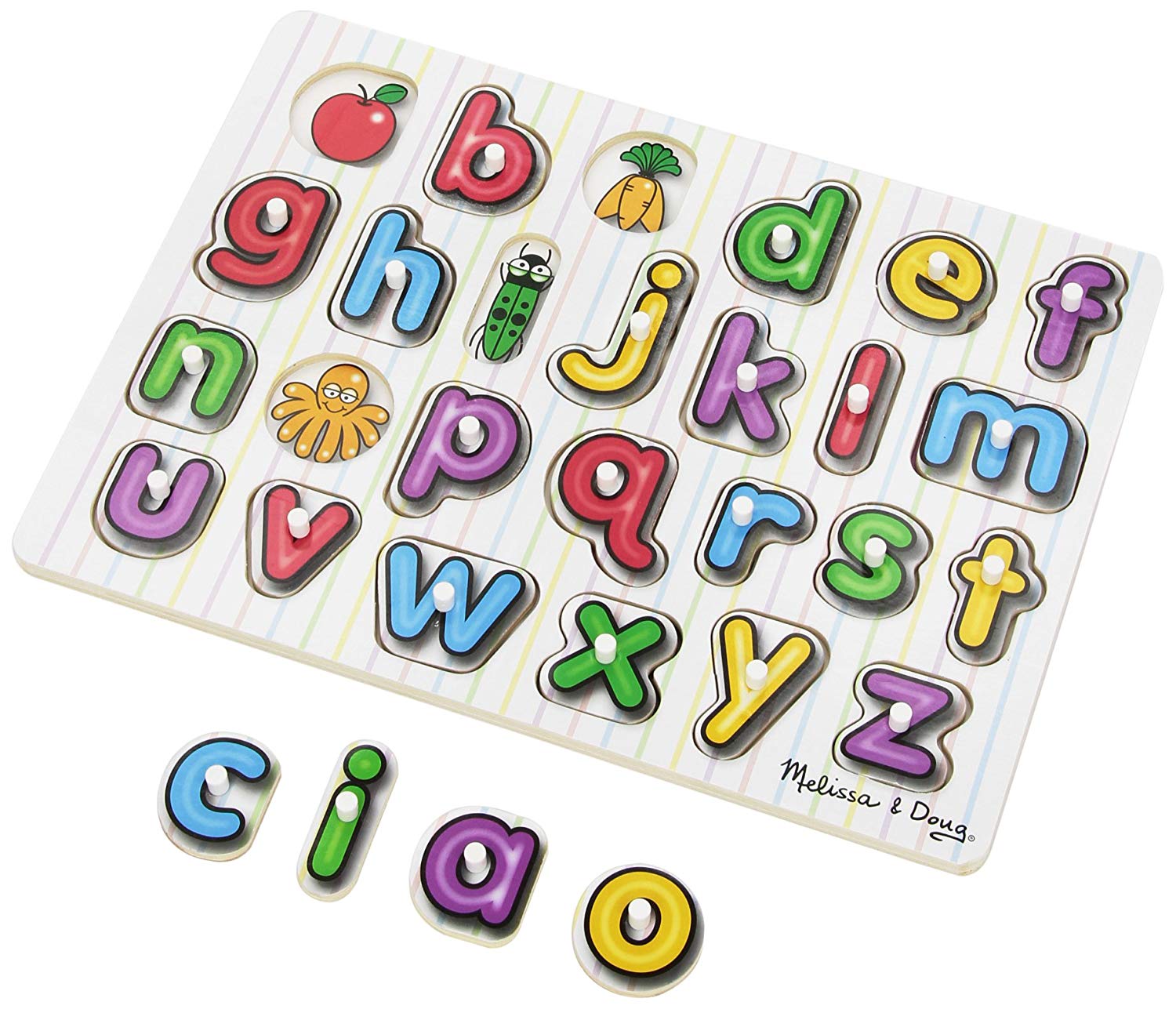 Melissa & Doug Wooden Puzzle See Inside Alphabet Peg A