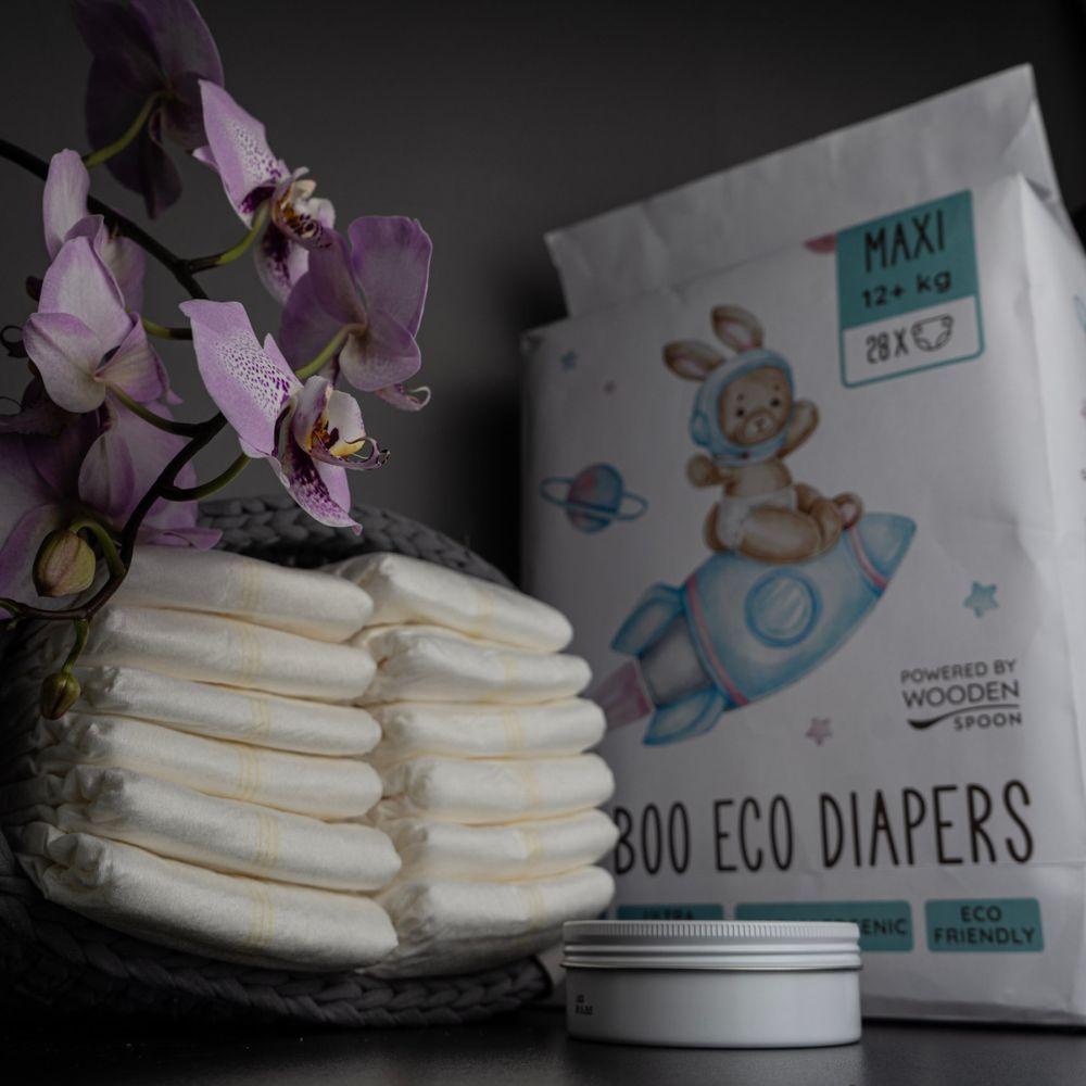 Wooden Spoon Woopies EKO baby diapers MAXI (12+kg) wooden spoons 28 pieces. 28 ml