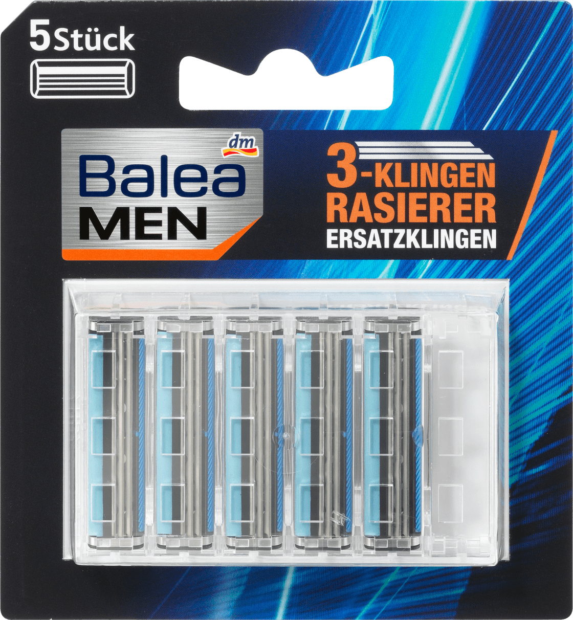 Balea MEN 3-Blade Razor Blades, 5 Pcs