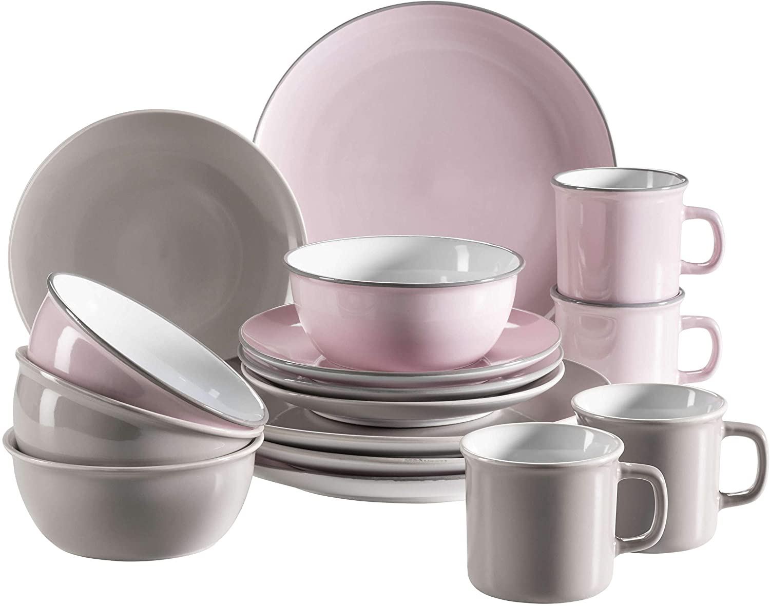 Maser MÄSER Maila Series Crockery Set for 4 People in Modern Vintage Look 16 Piece Crockery Set in Retro Design