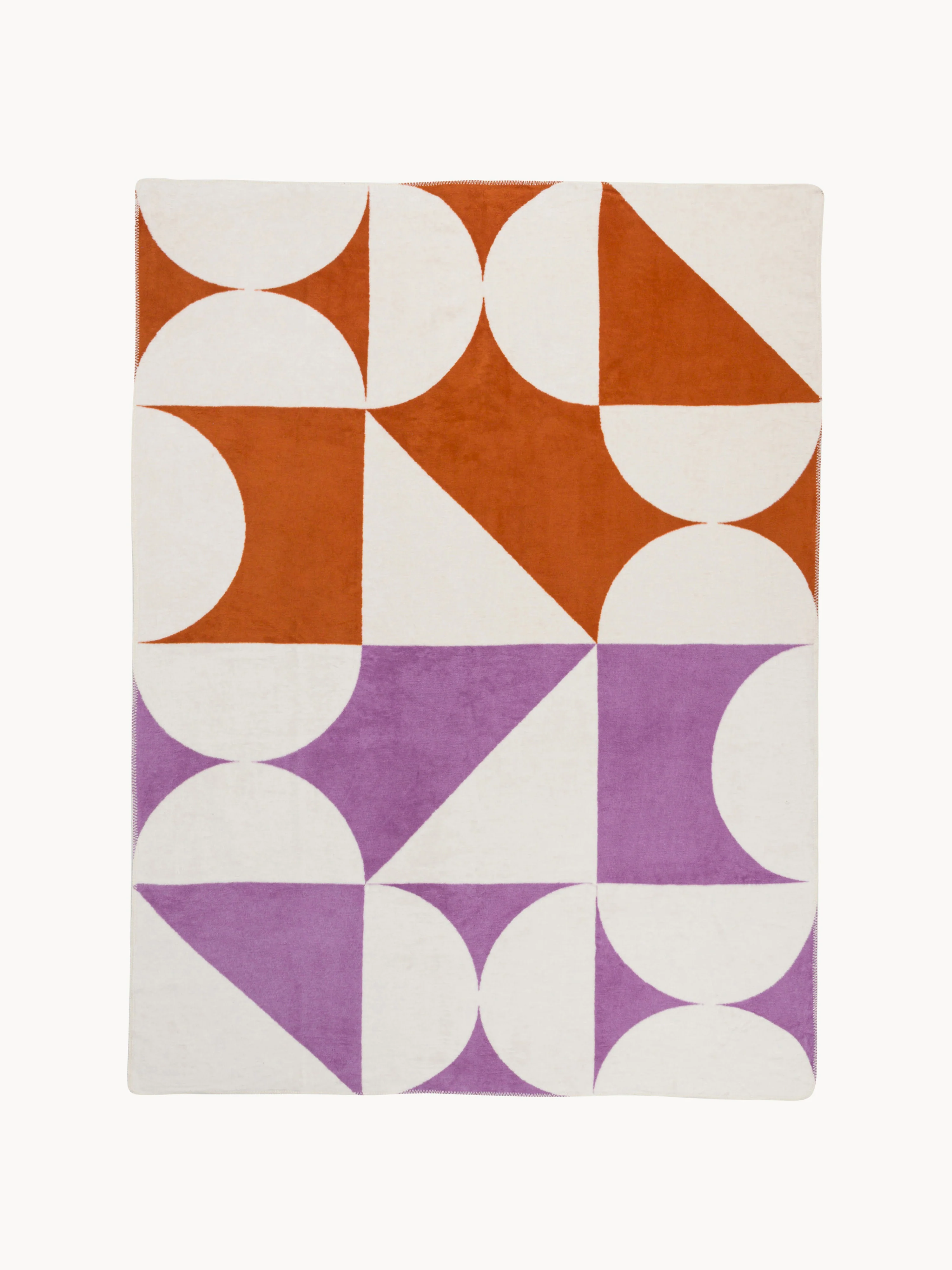 Noo.ma Throw blanket Tul with geometric pattern, Terracotta, Lilac, Off-White