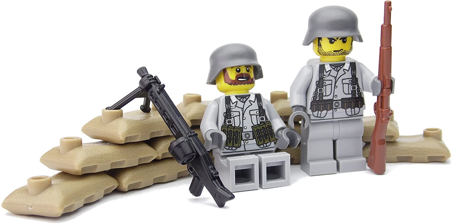 BricksStuff WW2 Custom Printed German MG42 Position with Brick Arms with Lego® Parts