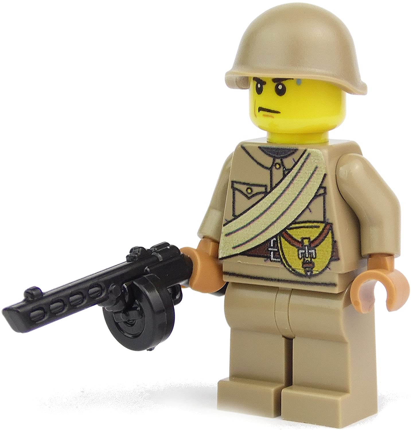 BricksStuff WW2 Custom Russian Soldier with Brick Arms PPSH, High Quality Print, Lego P