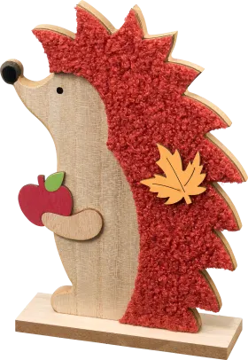 Dekorieren & Einrichten Decorating & Furnishing Wooden stand hedgehog with teddy fur, red-brown, 1 piece