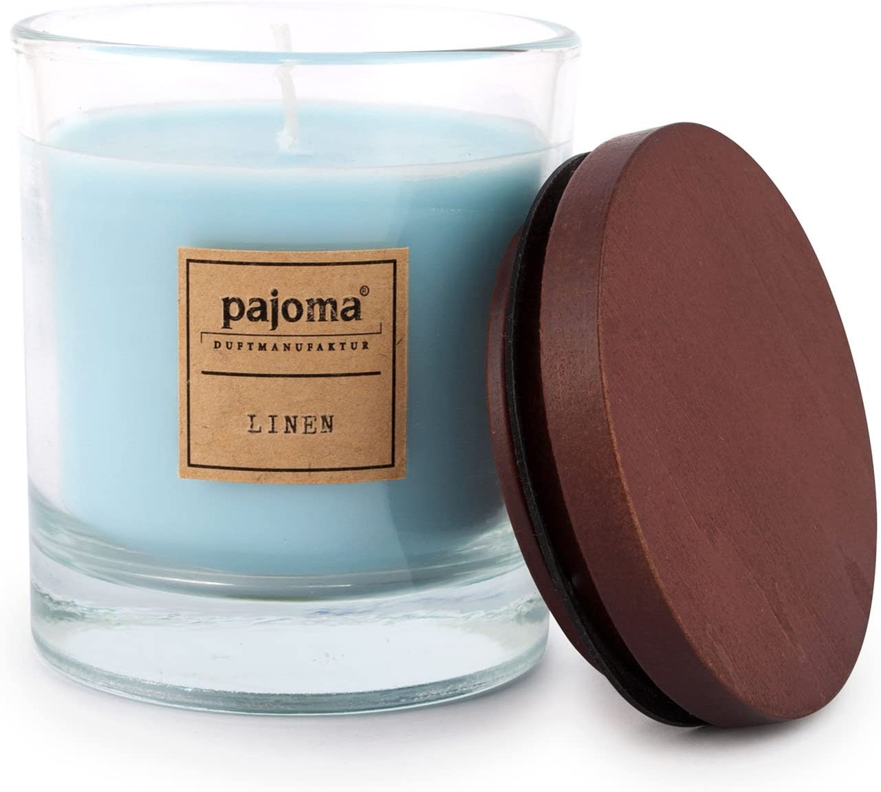 Unbekannt Pajoma 16843 Scented Candle Linen – 180G Jar With Wooden Lid New Premium Ed