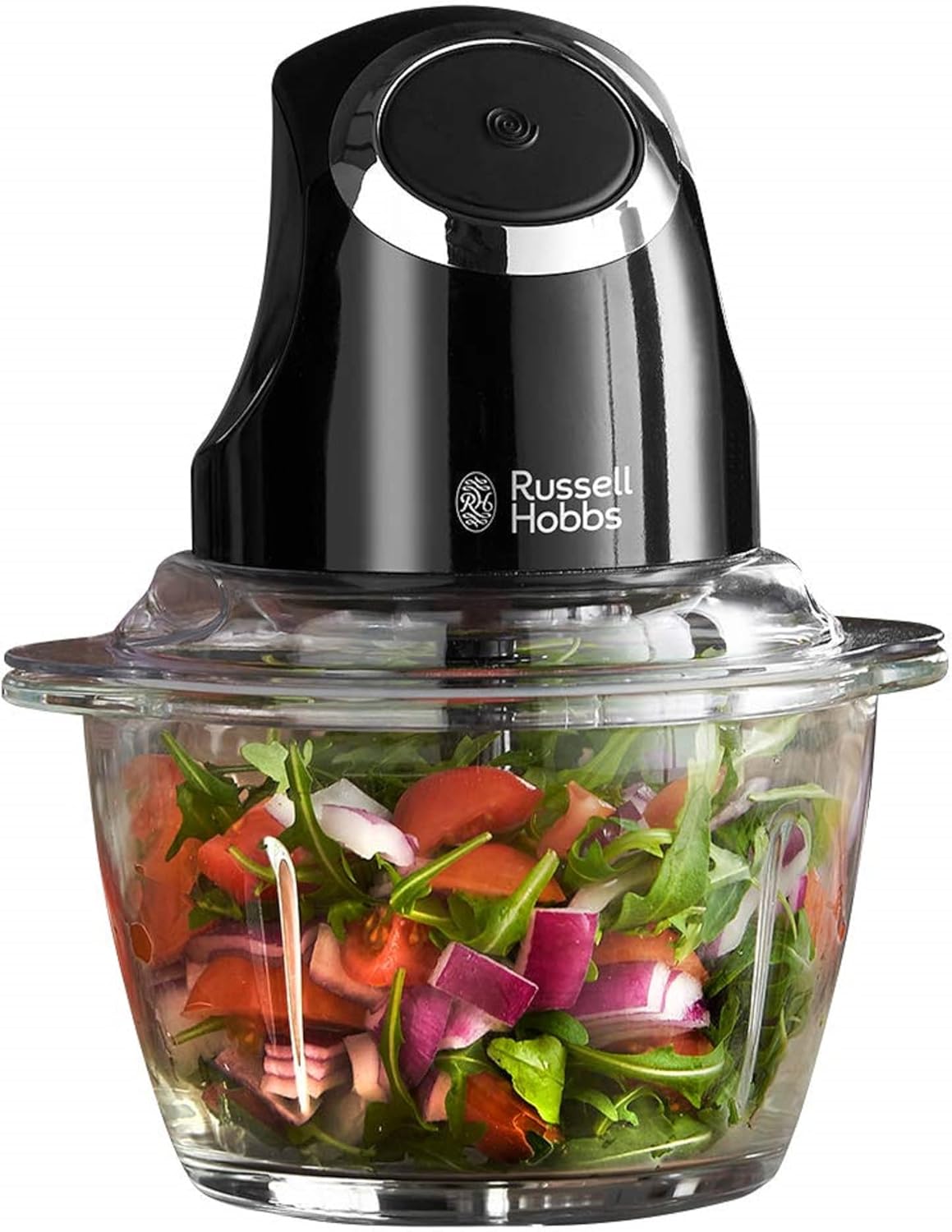 Russell Hobbs Desire Mini Chopper Vegetable and Onion Chopper 500 ml Capacity Glass Bowl Matte Black 200 W 24662