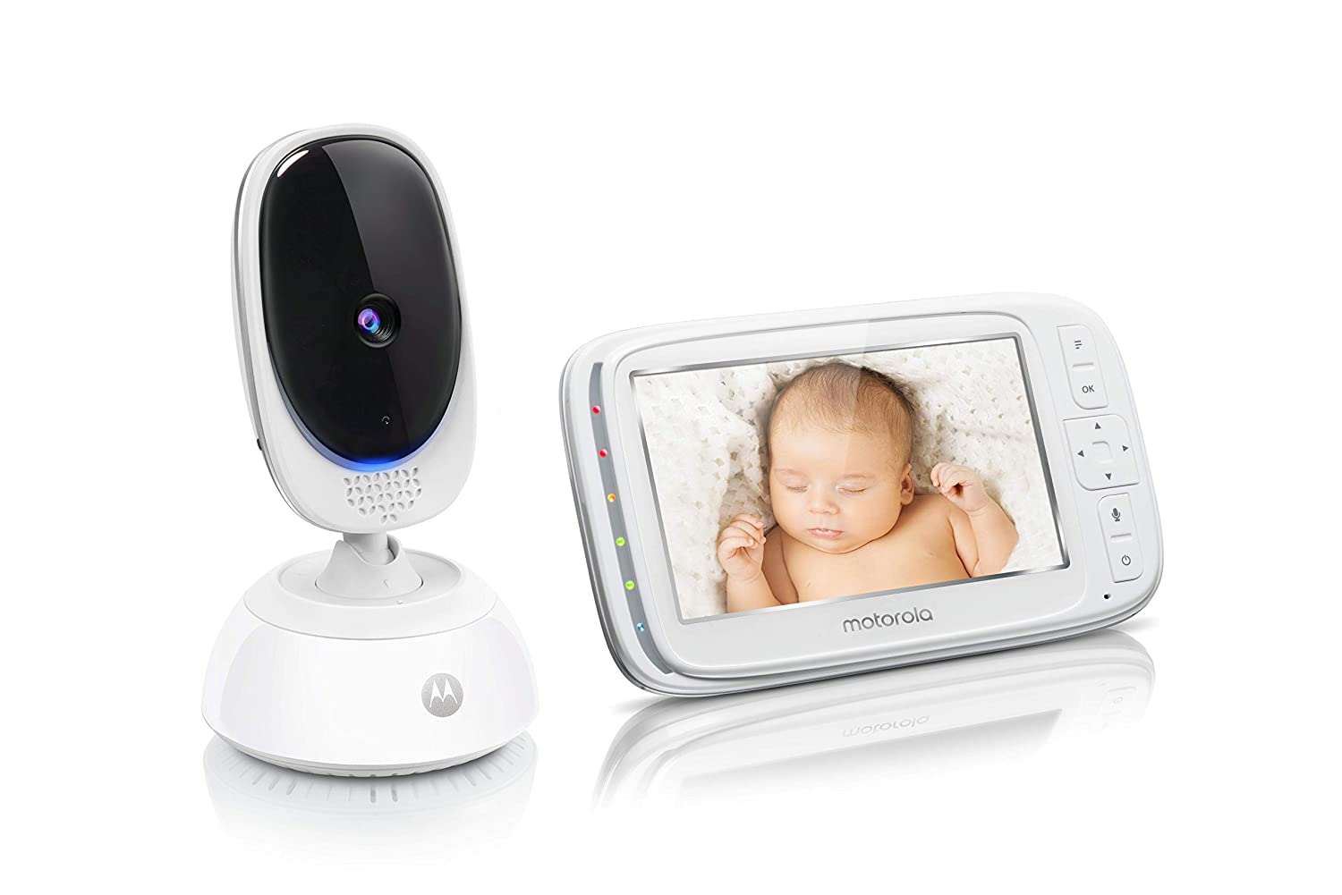 Motorola Baby Comfort 75 Video Baby Monitor with Pan and Zoom Function, 5.0 Inch / 12.7 cm Colour Display, Night Vision, Two-Way Audio and Temperature Sensor, 300 m Range, White