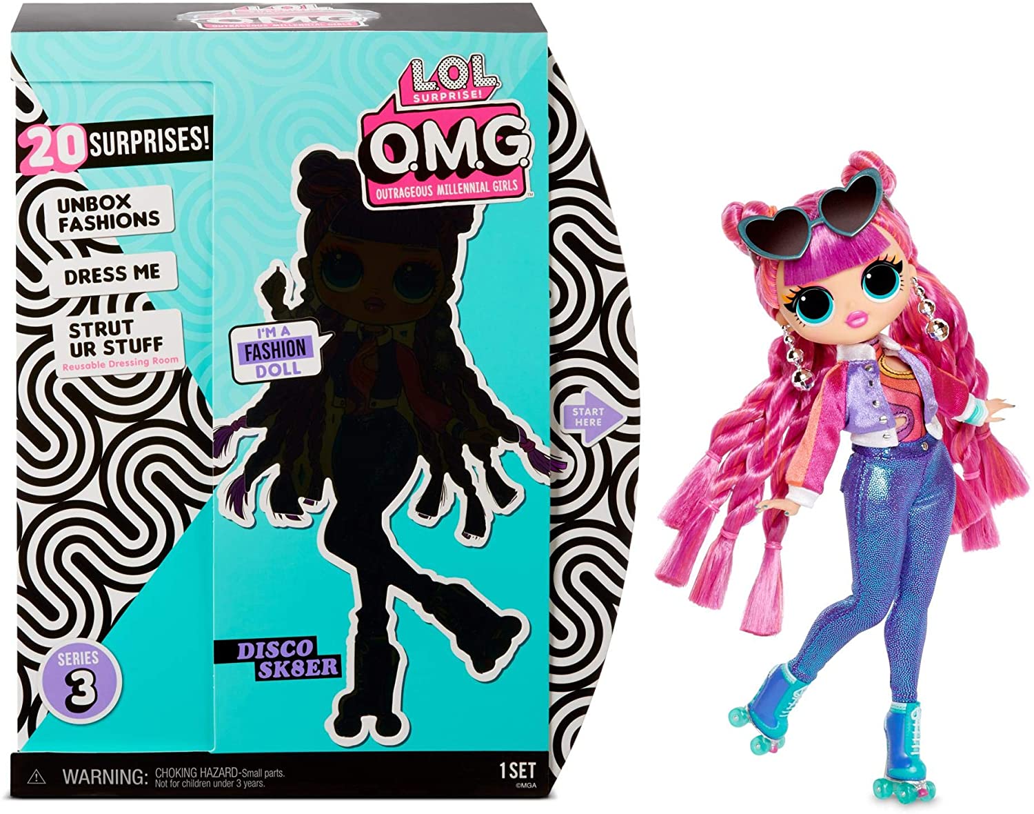 L.O.L. Surprise! MGA Entertainment, 567196E7C, L.O.L. Surprise OMG Doll Series, 3-Disco Sk8