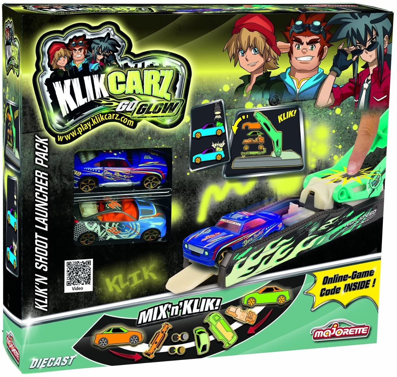Majorette 212050113 Klikcarz Go Glow Click N Shoot Launcher Pack