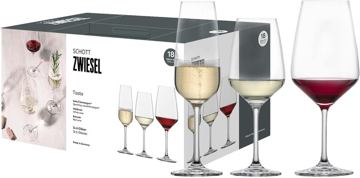 SCHOTT ZWIESEL Premium Box Tulip (Set of 18), Timeless Wine Glasses and Champagne Glasses in a Set, Dishwasher Safe Tritan Crystal Glasses, Made in Germany (Item No. 124136)