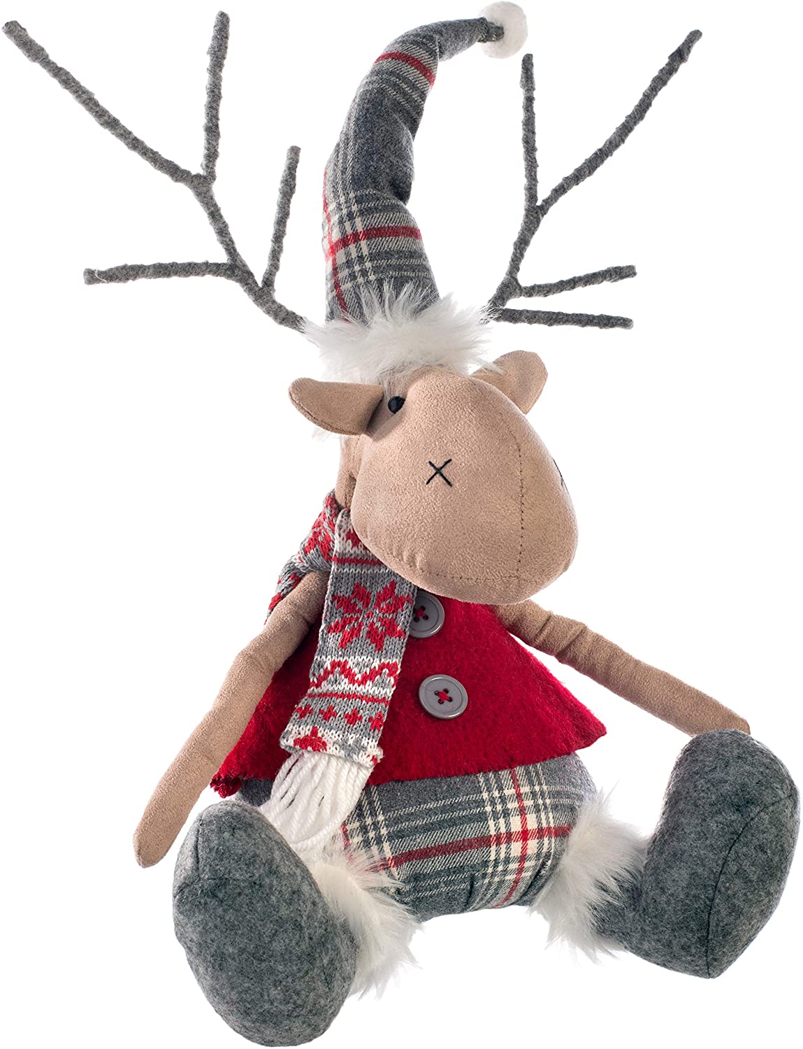 WeRChristmas 24 cm Sitting Moose Figurine, Multi-Colour