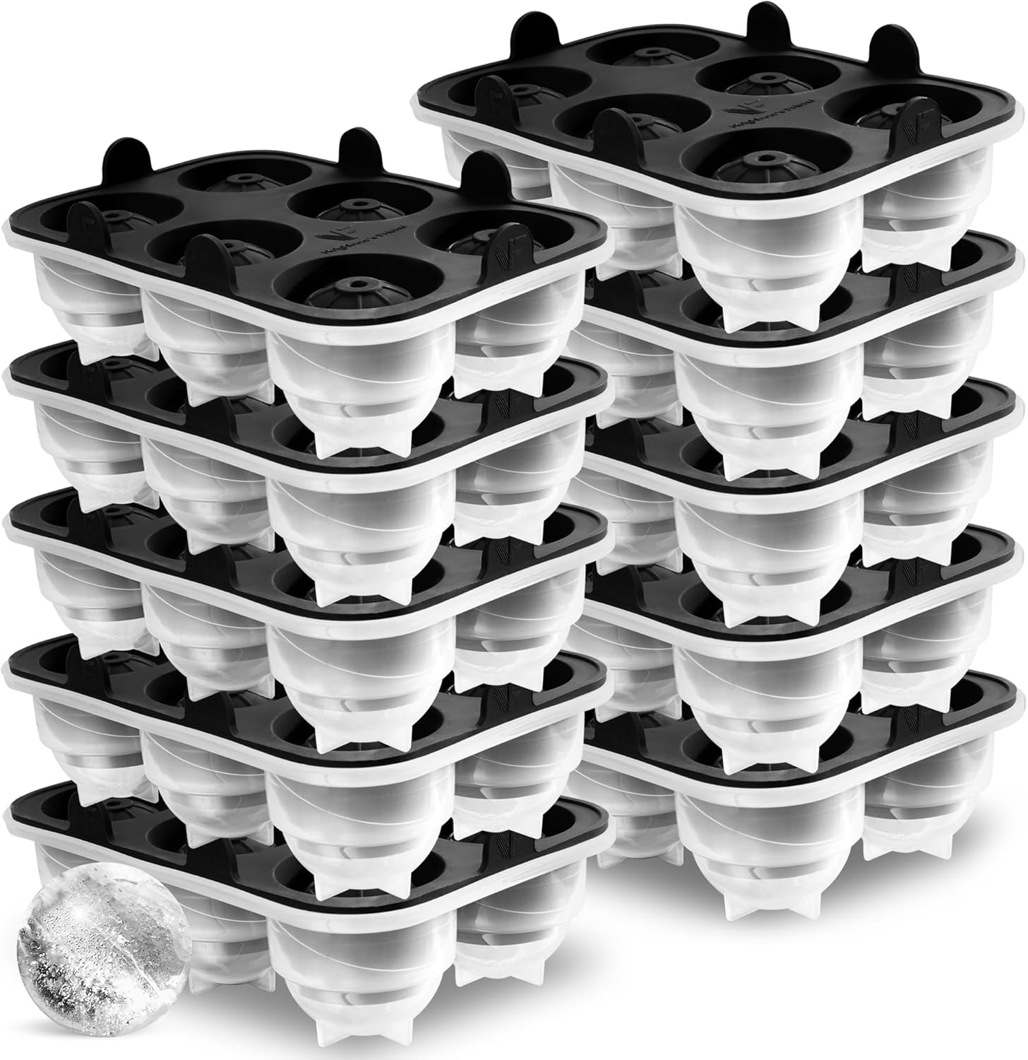 Neighbour's Friend Store Neighbour\'s Friend Patented Ice Ball Mould, Pack of 10, Large Ice Cube Tray, Round, Platinum Silicone for Cocktails, Whisky & Long Drinks, 60 x Round Ice Cubes, Dishwasher Safe, XXL Ice Cubes