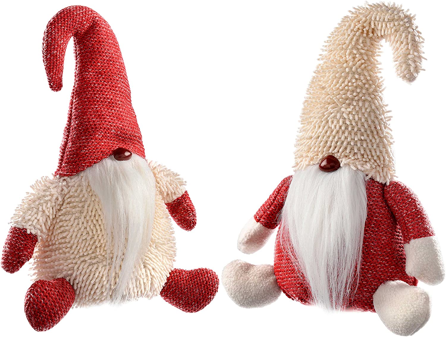 WeRChristmas 30 cm Sitting Santa Gonks Christmas Decoration, Set of 2, Red/White