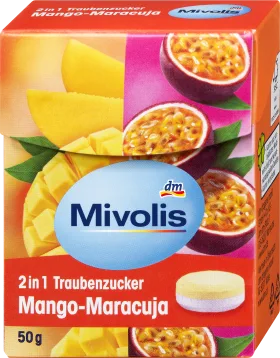 Mivolis Dextrose 2in1, mango-passion fruit, 50 g