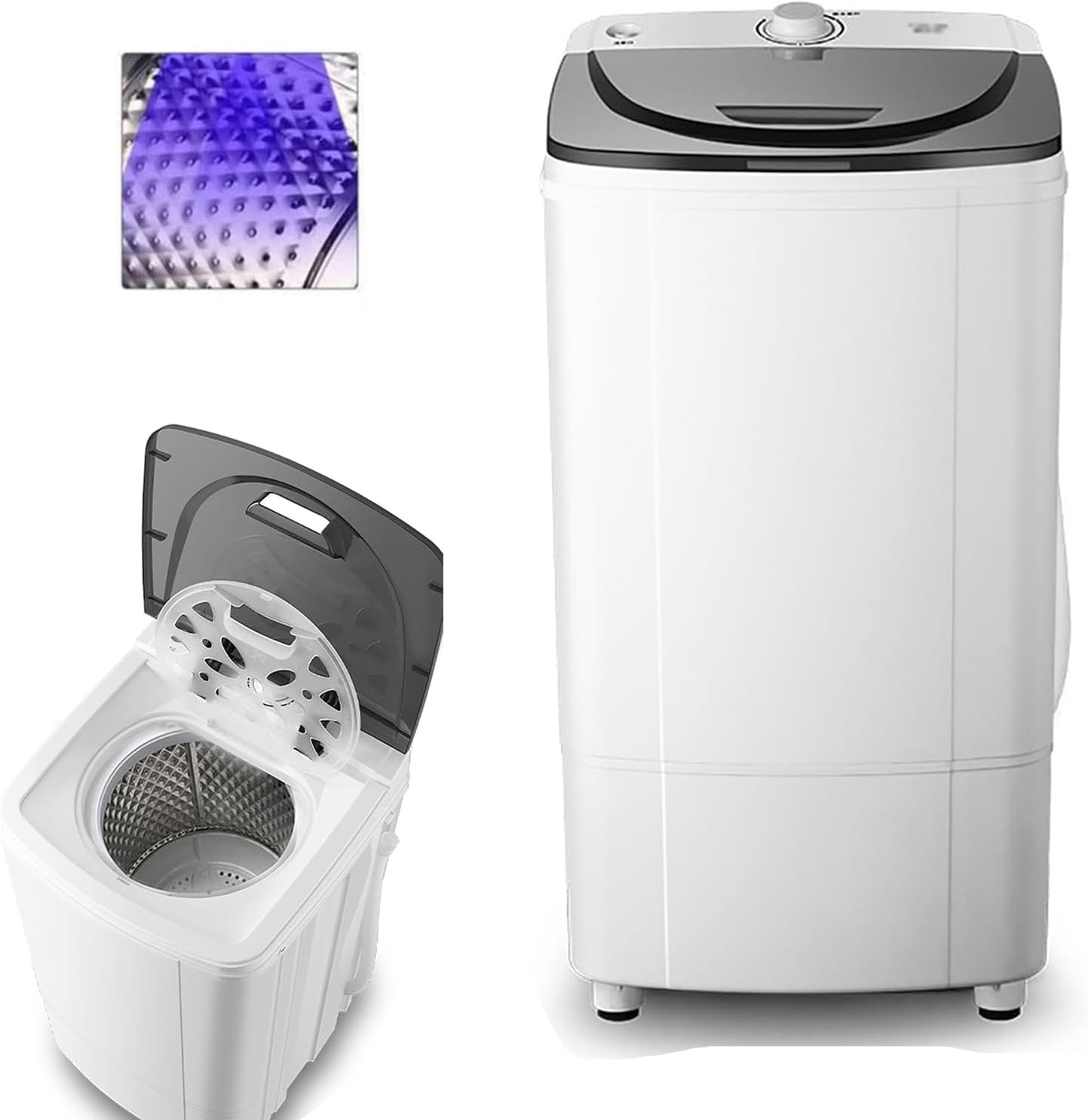 liangouyxgs 10 kg spin dryer, 240 W energy and energy-saving spinner, 360° blue light, 0-5 minute setting, 2800 rpm high speed spinner, antibacterial UV blue light, elegant inner cylinder