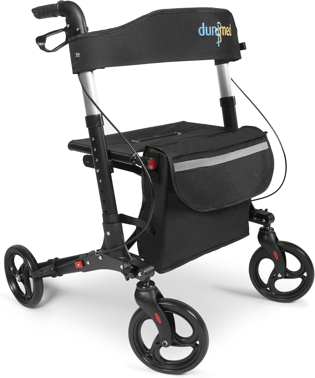 Lightweight Foldable Rollator - Easy Foldable for Boot Foldable Travel - Height Adjustable - Includes Practical Bag Under Seat - Walking Trolley - Walking Aid - Walking Aid - Black