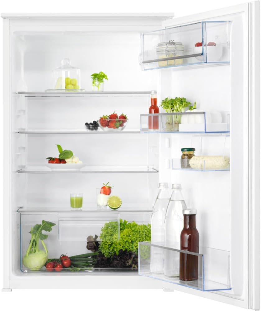 AEG OptiSpace Series 5000 Built-In Fridge 88 cm without Freezer, 3x Multi-Adjustable Glass Shelves, Large Fridge (142L), LED Lighting, Mechanical Control, Tow Door Technology, TSK5O881ES