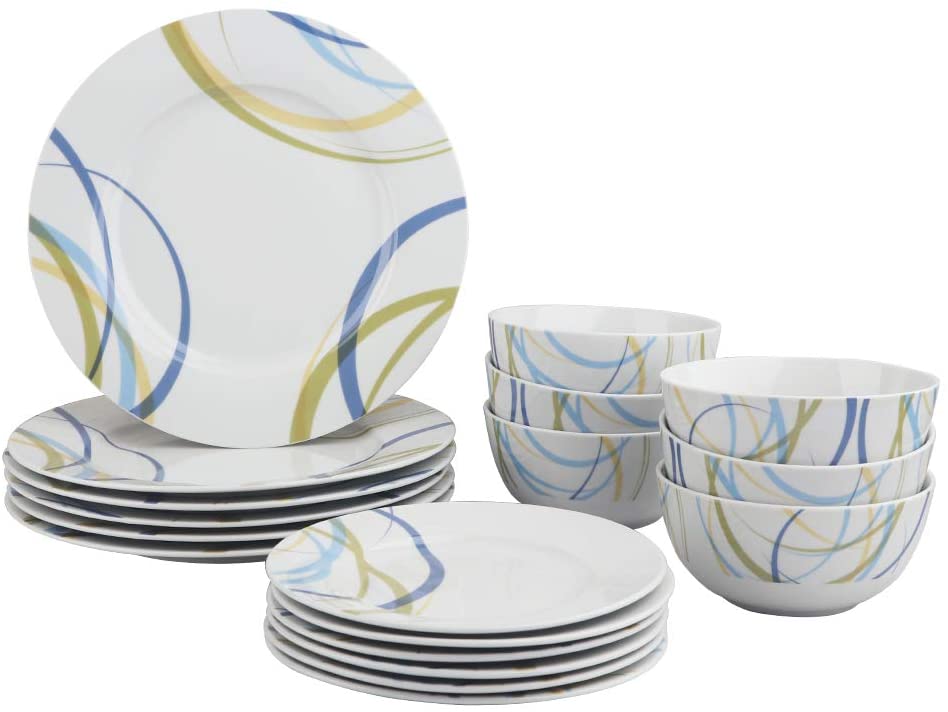 AmazonBasics Amazon Basics 18-Piece Dinner Set for 6 People