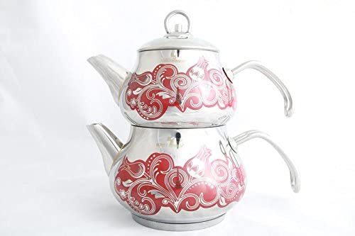 Schillerbach Turkish Caydanlik Tea Teapot Set Mini Cooking Set Stainless Steel 18/10