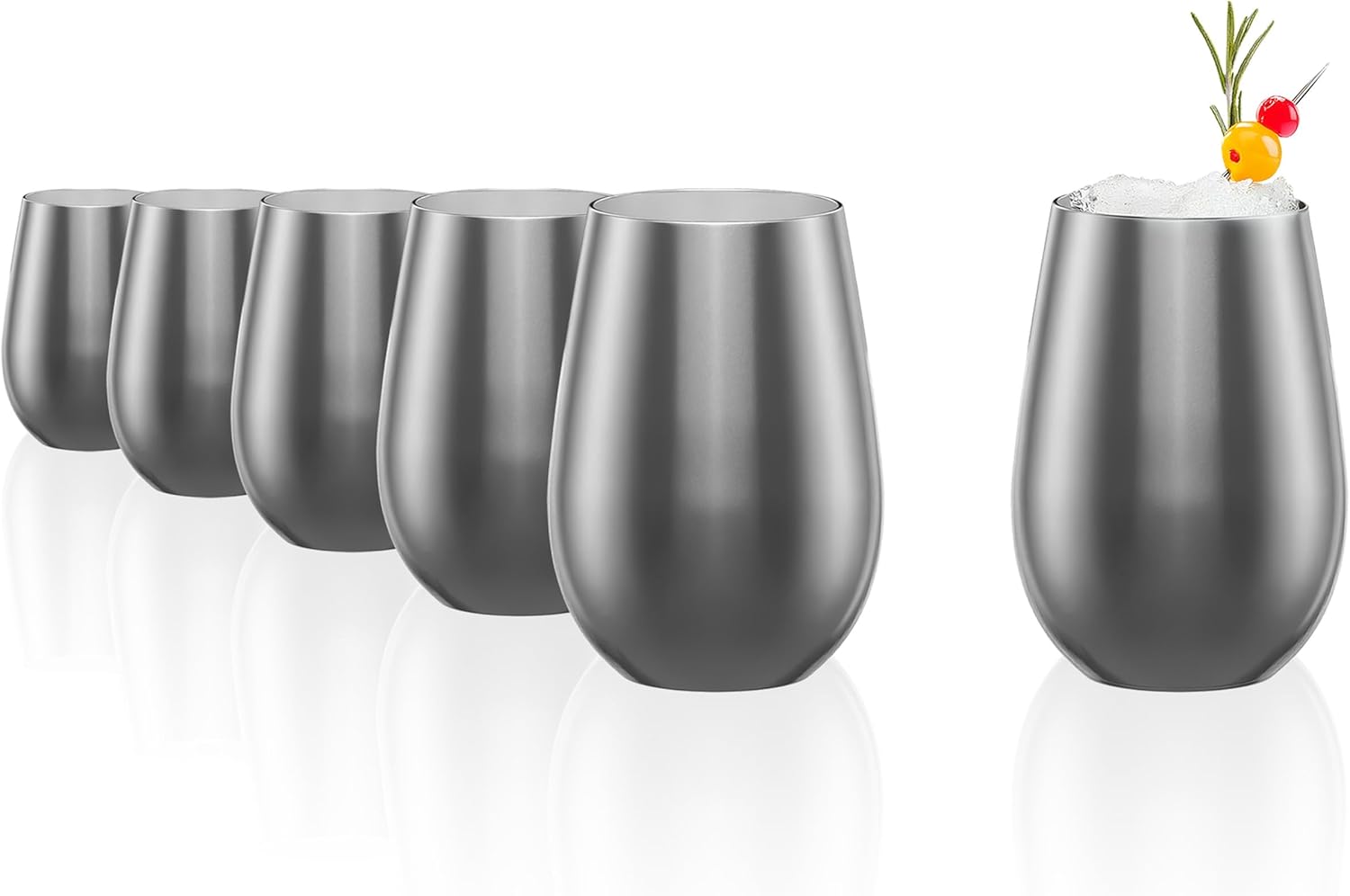 Stölzle Lausitz Store Stölzle Lausitz Elements Metallic Silver Water Glasses, Set of 6, 465 ml, All-Round Glasses for Water, Juice & Cocktails, High-Quality Crystal Glass Drinking Glasses, Dishwasher Safe & Shockproof