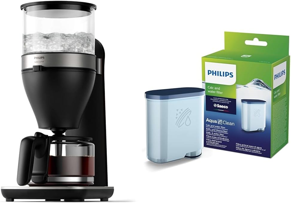 Philips Domestic Appliances Philips Filter Coffee Maker - 1.25 Liter Capacity & Philips AquaClean Limescale and Water Filter for Espresso Machine, No Descaling up to 5000 Cups, Single Pack