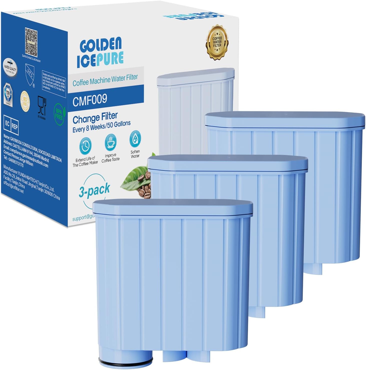 GOLDEN ICEPURE Water Filter Coffee Machine for Philips Aqua Clean Filter and Saeco Aqua Clean Water Filter, CA6903/10 CA6903/22 CA6903, Pack of 3
