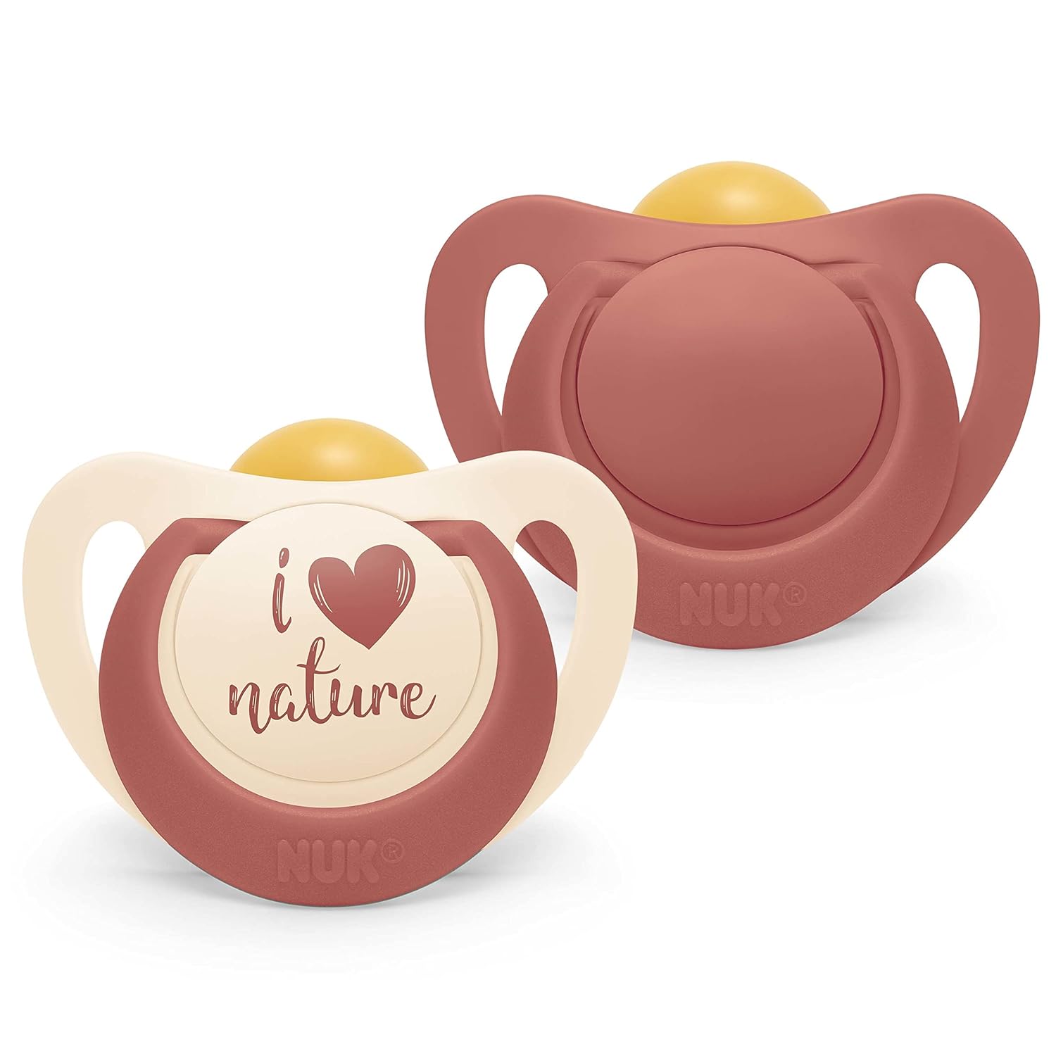 NUK for Nature Baby Dummy, 6-18 Months, Sustainable Rubber Dummy, Over 98% Natural Raw Materials, Terracotta Red, Pack of 2