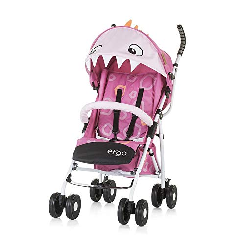 Chipolino Ergo Folding Adjustable Pushchair Front Swivel Castors Roof  pink
