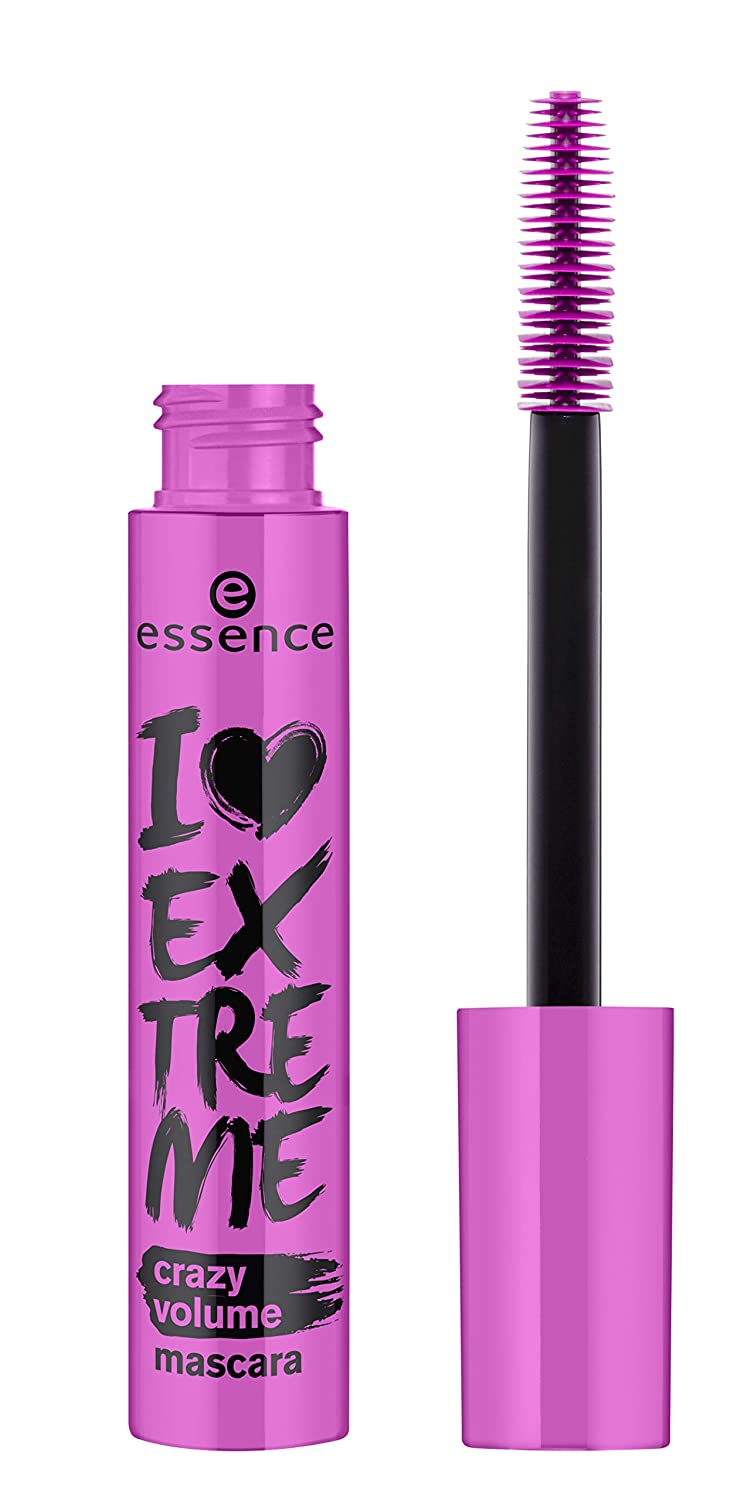 essence cosmetics Essence I Love Extreme Crazy Volume Mascara, Black, Swinging, Extended, Volume-Shaping, Long-Lasting, Vegan, Perfume-Free, Alcohol-Free (12 ml)