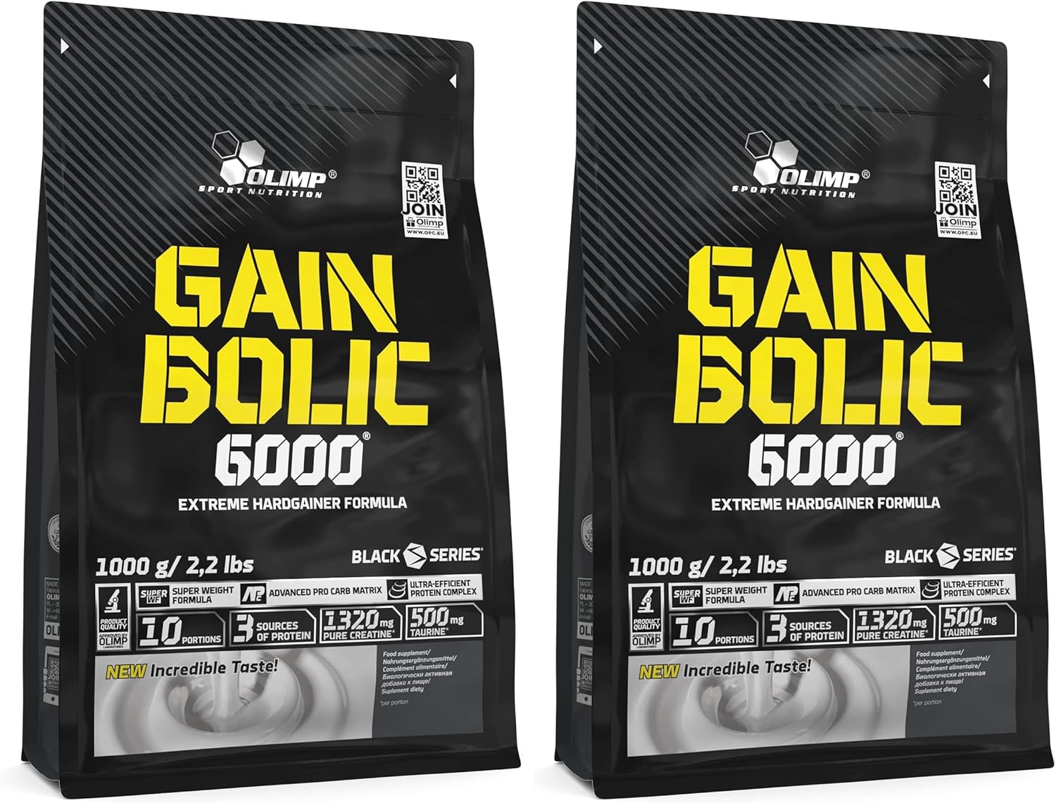 Olimp Gain Bolic 6000 Weight Gainer Protein - 1000 g - Mass Gainer, Vanilla (Pack of 2)