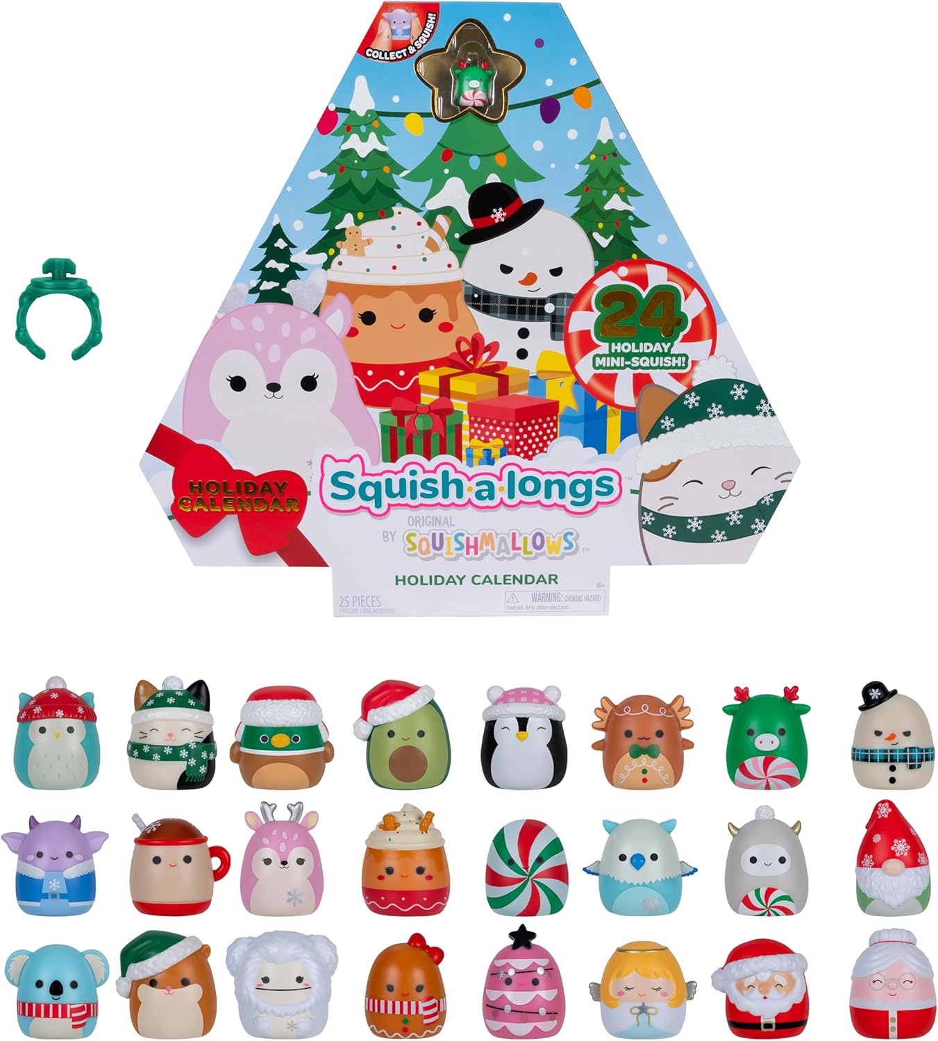 Squish-a-longs SQAL0162 Advent Calendar, Contains 24 x 2.5 cm Mini Squish, 1 x Ring and 1 x Collector\'s Guide - Collect, Swap and Play