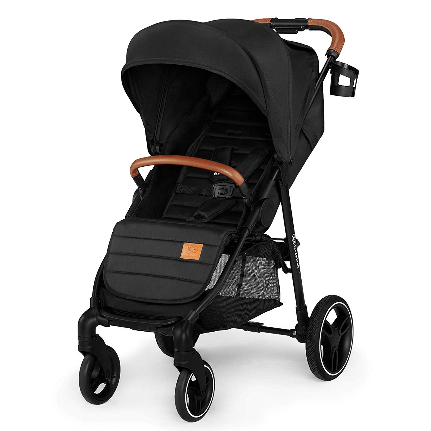 kk Kinderkraft Kinderkraft Kinderwagen GRANDE 2020, Kinderbuggy, Liegebuggy, Sportwagen, Großer und Bequemer Buggy, Zusammenklappen mit Schlaffunktion, Große Bude mit Allradaufhängung, Geräumiger Sitz, Schwarz