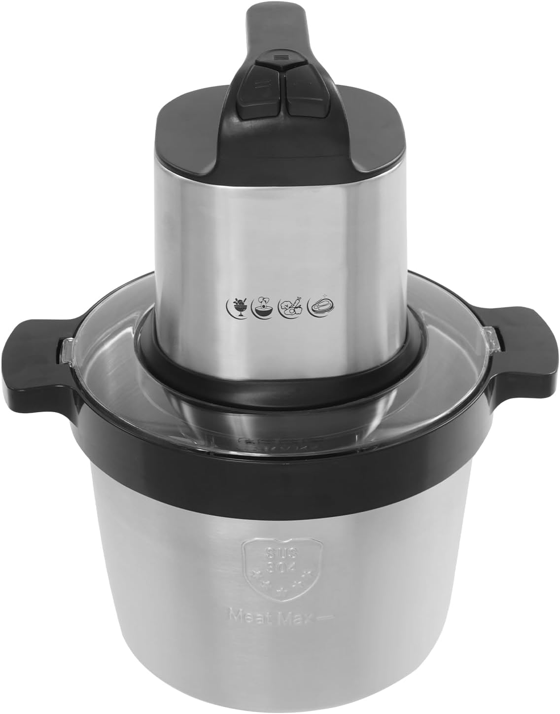WAPHOERTE 1500 W Electric Kitchen Chopper with 6.5 L Stainless Steel Bowl, Multi Chopper with 3 Speed ​​Levels, Meat Grinder, Carrot Chopper, Kitchen Chopper for Meat, Potatoes, Onions and Fruit