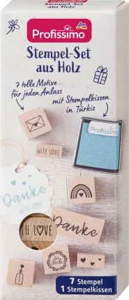 Profissimo stamp set made of wood, 8 pieces, 1 piece