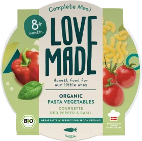 LoveMade Organics Menu pasta dish with vegetables, from 8 months, 185 g