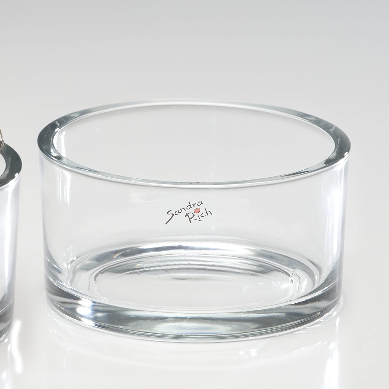 Sandra Rich Glass Bowl Automatic Glass Candle Bowl Bowl, Flat Round, Diameter 15 cm