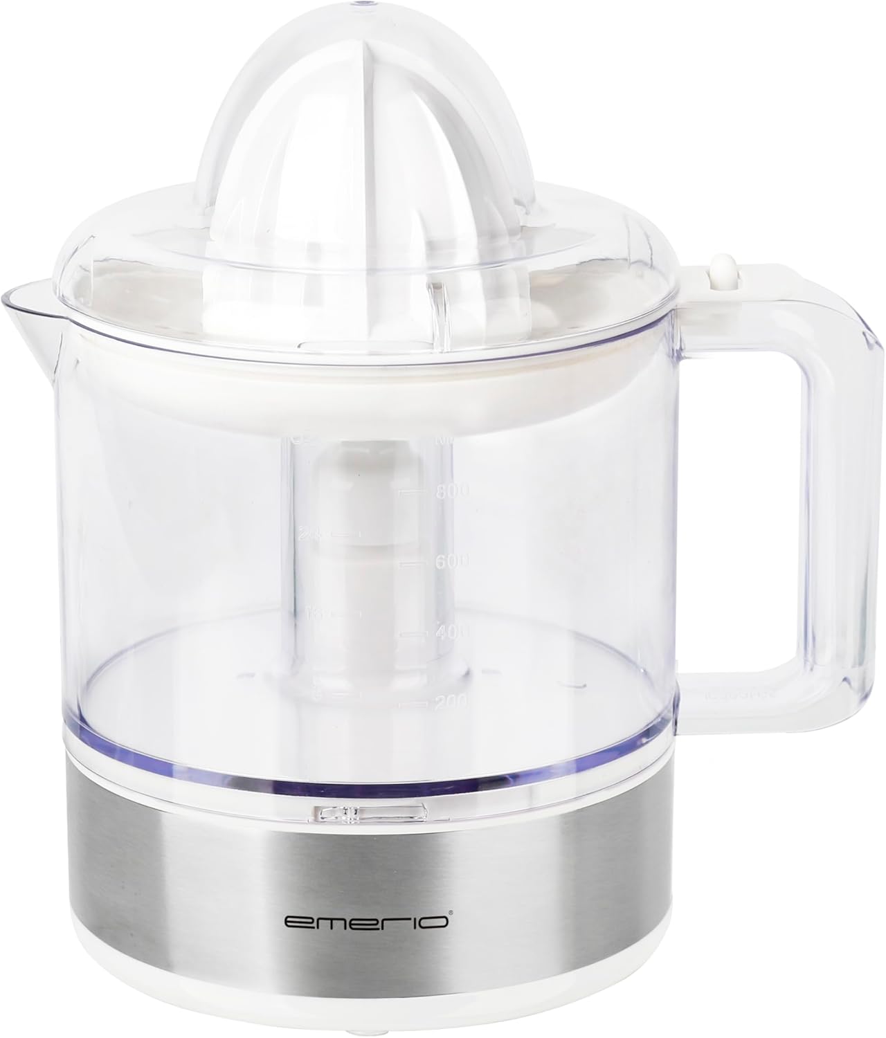 EMERIO CP-131451 Electric Citrus Juicer Orange Juicer 800 ml Large XL Container with Scale 2 Rotation Directions for Higher Juice Yield 2 Cones (Large and Small) + Lid 1 m Cable
