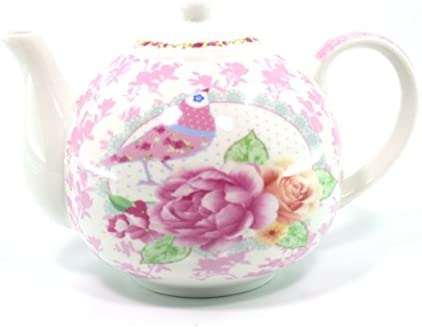 Schaefer Teapot Porcelain Approx. 1.1 L Bird Design Pink