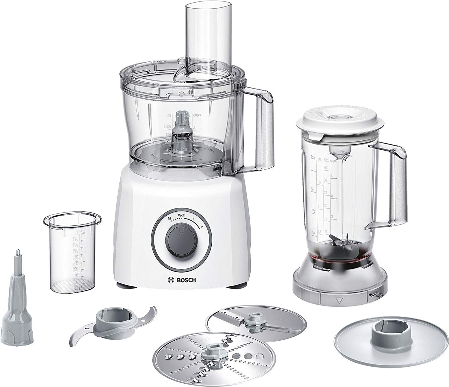 Bosch MCM3 200 W Compact Food Processor, 800 Watt – SmartST Orage White/Gre