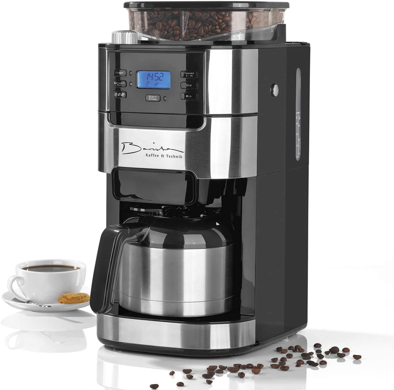 Barista Filter Coffee Machine With Grinder, For Up To 12 Cups Of Coffee, For Coffee Beans And Coffee Powder