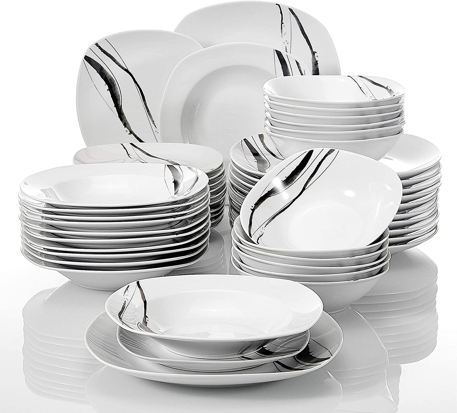 Veweet Teresa Dinner Service Porcelain 18/36-Piece Crockery Set 20/40-Piece