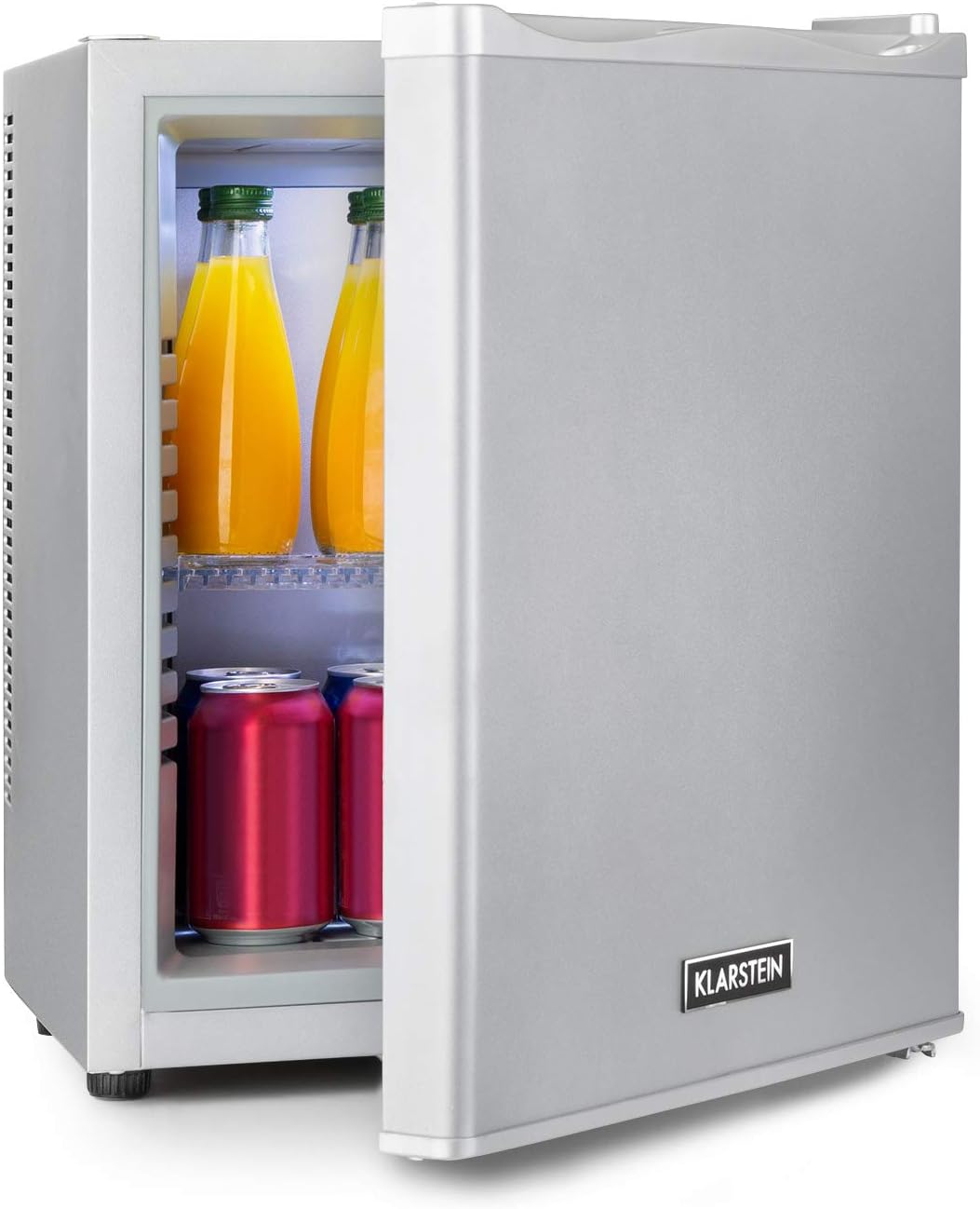 Klarstein Happy Hour - Mini Bar, Mini Fridge, Drinks Refrigerator, Compression, Cooling Temperature: 5-15°C, Silent: 0dB, LED light