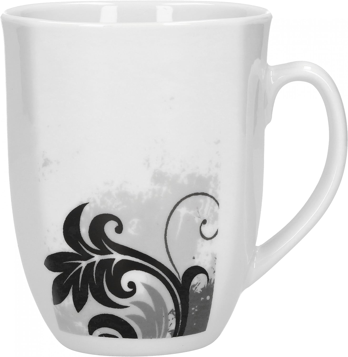 Van Well Black Flower Espresso Set - 6 Cups with 6 saucers - white Porcelain with black decor