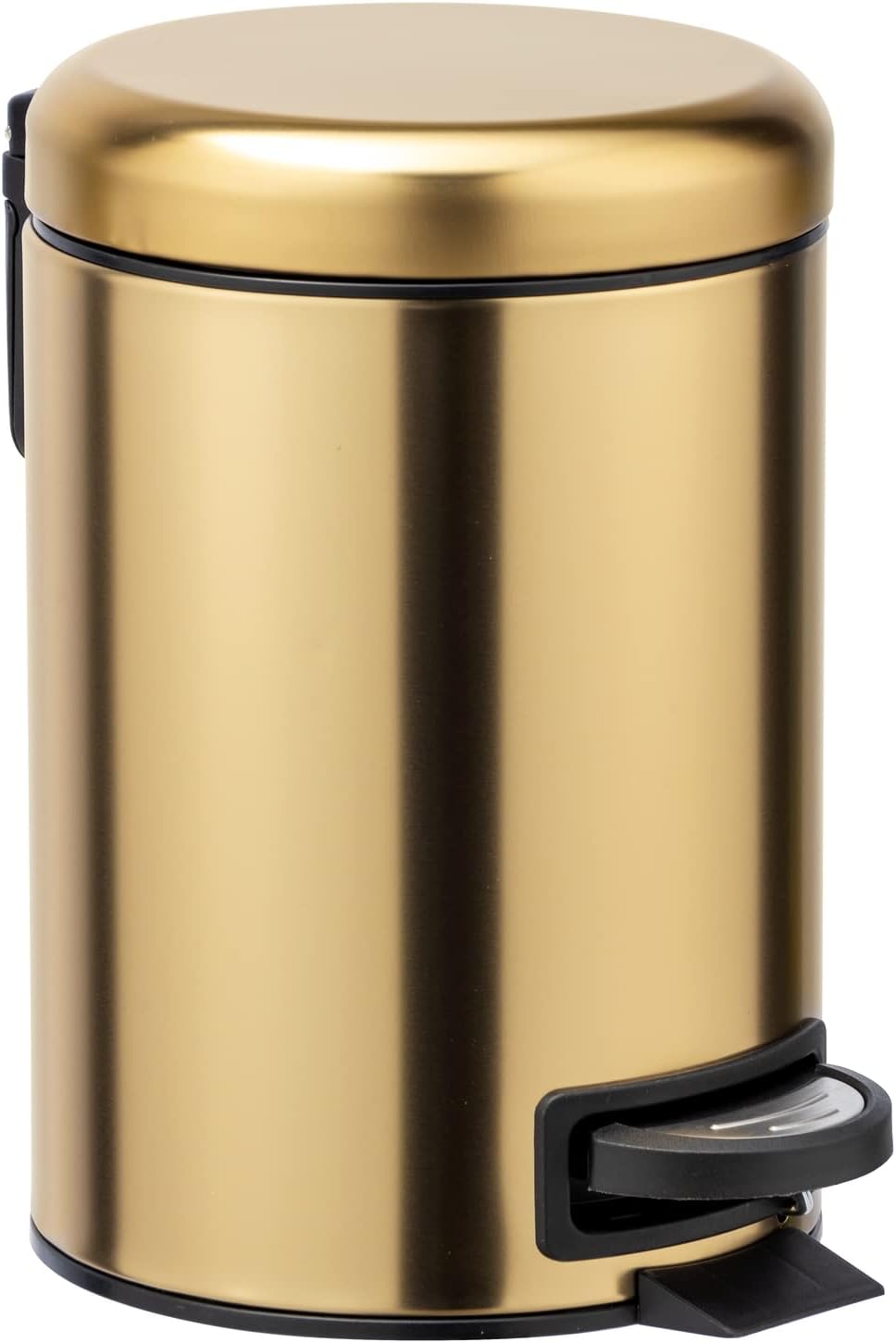 WENKO Leman Cosmetic Pedal Bin Matte Gold 3 L – Cosmetic Bin, Rubbish Bin with Anti-Fingerprint Capacity: 3 liters, stainless steel, 17 x 25 x 22.5 cm, gold